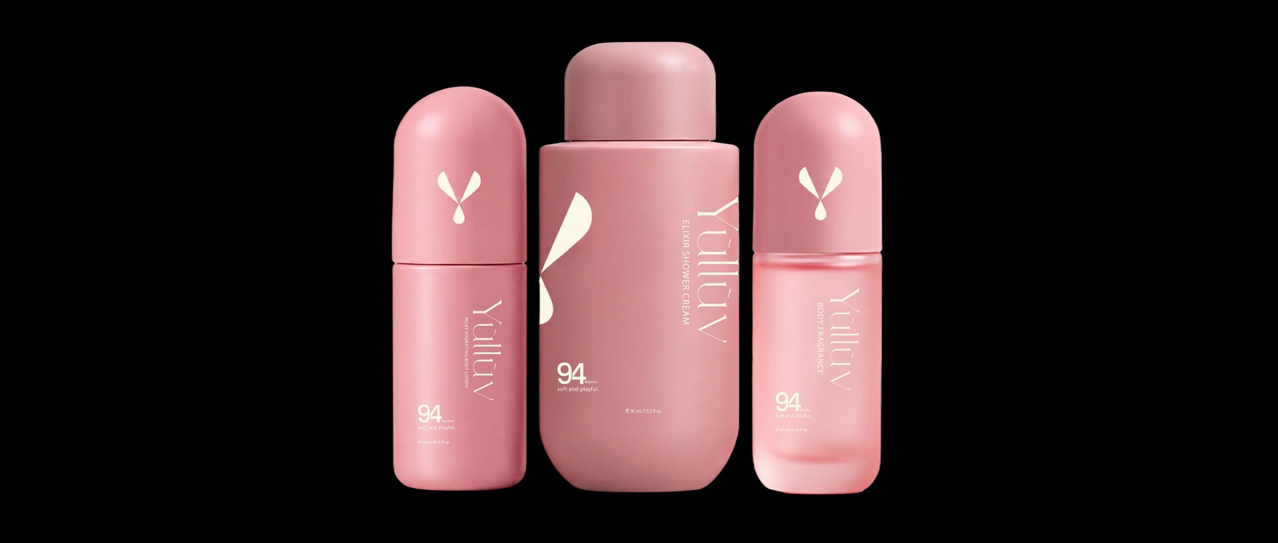 Yulluv Soft & Playful mini body care bundle: body lotion, shower cream and body fragrance